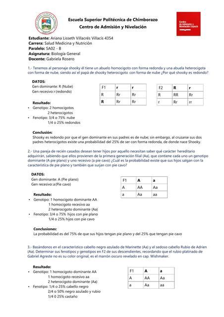 Taller Leyes De Mendel Ari Mednotes UDocz