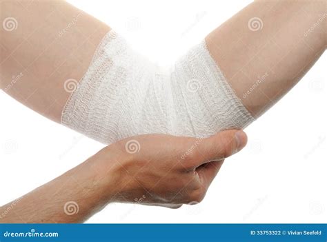 Medical Bandage On Injury Elbow Stock Photo Image Of Fracture