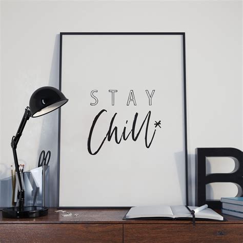 Chill Sign Wall Art Typographic Quote Print Poster Printable Etsy