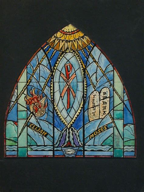 Design Drawing For Stained Glass Window Showing Elijah And Moses