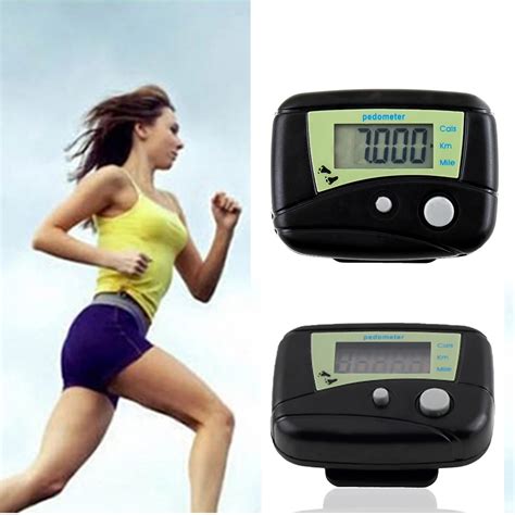 Black Multifunctional Electronic Digital LCD Run Step Run Pedometer