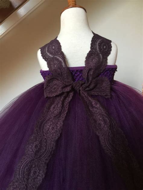 Plum Eggplant Flower Girl Satin Lace Tutu Dress Wedding Etsy Flower Girl Dresses Tulle