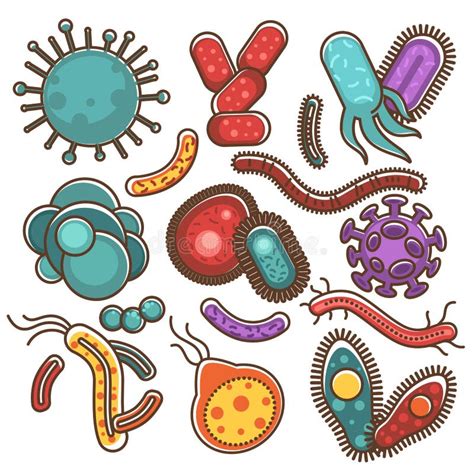 Bacterie En Bacteriën Of Virussen En De Bacteriële Vectorpictogrammen