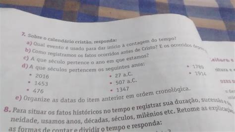 A Que Séculos Pertencem Os Seguintes Anos RETOEDU