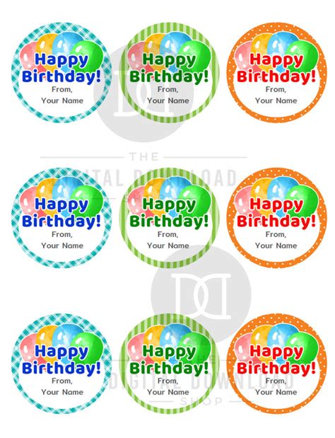 Happy Birthday Labels Editable Printable The Digital Download Shop