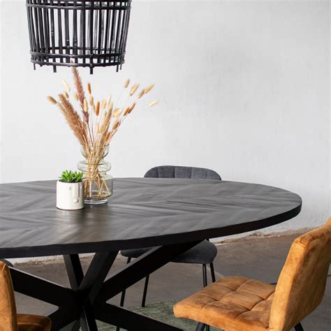 Esstisch Bob X Cm Oval Mangoholz Metall Schwarz Dinnertisch