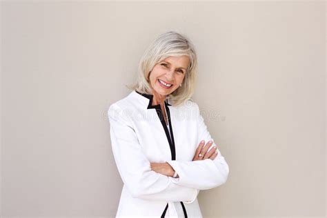 Beautiful Older Woman Standing And Smiling Stock Image Image Of Enjoy