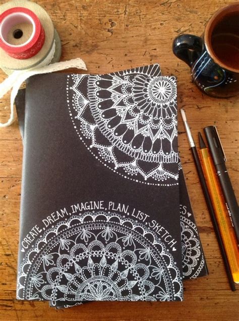 Items Similar To Hand Decorated Black Cover Sketchbook Notebook Journal 40 Pages Acid Free