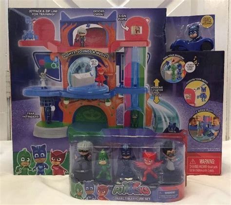 Disney Pj Masks Headquarters Playset With Cat Boy And Car 5 Characters Figures 1855795963