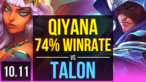 QIYANA Vs TALON MID 74 Winrate KDA 8 0 3 Legendary KR