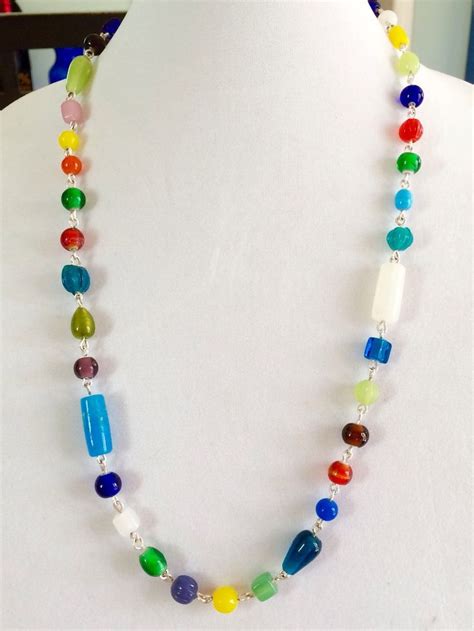 Sale Vintage Czech Glass Bead Necklace Multi Color And Shaped Etsy Beaded Necklace Czech