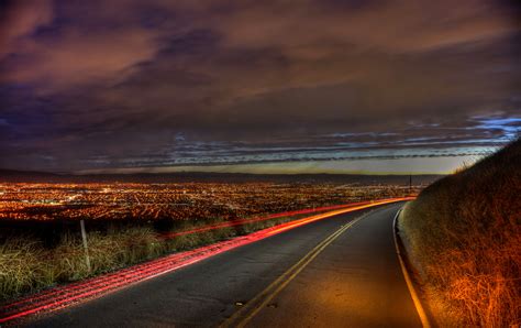 Vehicle road beside grass during nighttime HD wallpaper | Wallpaper Flare