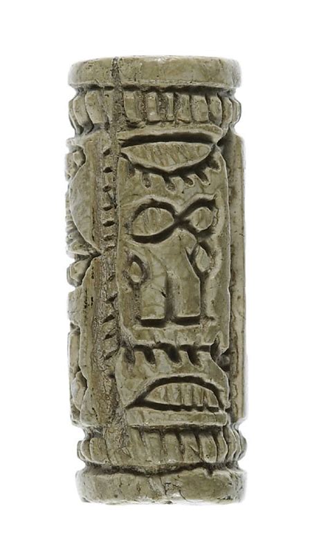 Cylinder Seal Made Of Glazed Steatite Depicting A Hawk Headed Figure