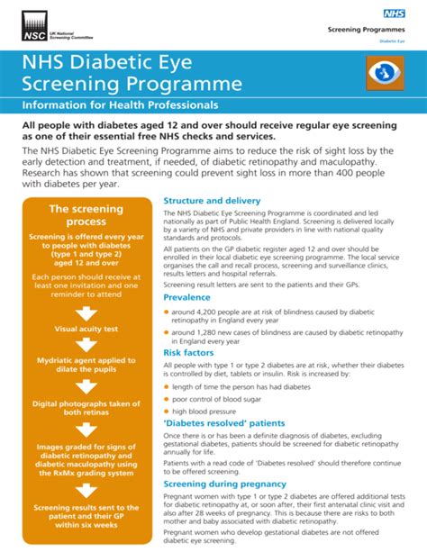 Diabetic Eye Screening Information Sheet For Healthcare Professionals