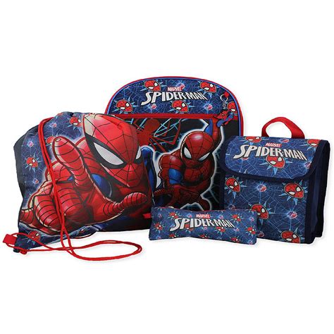 Marvel Spider Man Boys 16 Backpack 5 Piece School Set One Size Blue