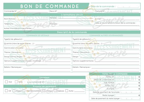 Mod Les De Fiches Bon De Commande Tableau R Capitulatif De Tes