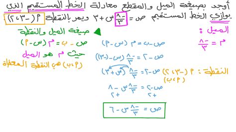 كتابة المعادلات بصيغة الميل ونقطة