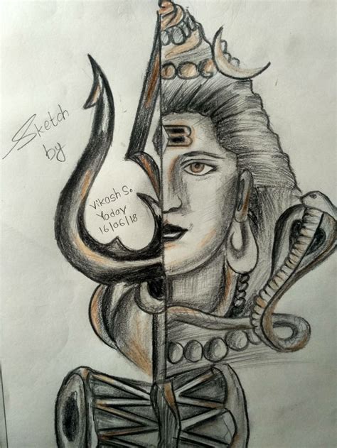 Mahadev Sketch By Vikash Yadav Sketches Indian Paintings Mandala Art