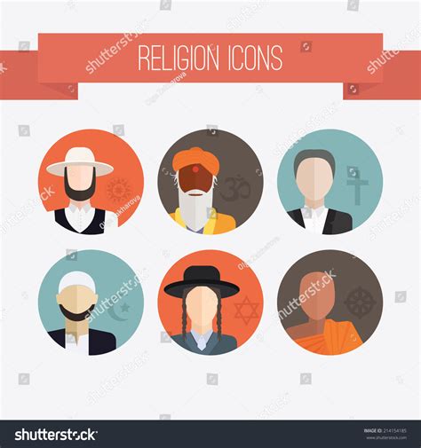 People Different Religion Traditional Clothing Islam Stock Vector