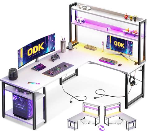 ODK Bureau Gaming en L avec Design Réversible Bureau avec Grand Espace