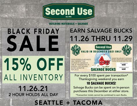 15 Off Black Friday Saleand Earn Salvage Bucks Second Use Building