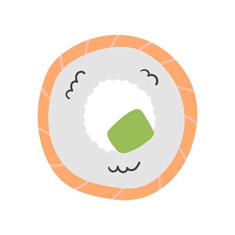 Um rolo de sushi salmão em estilo simples de desenho animado vector