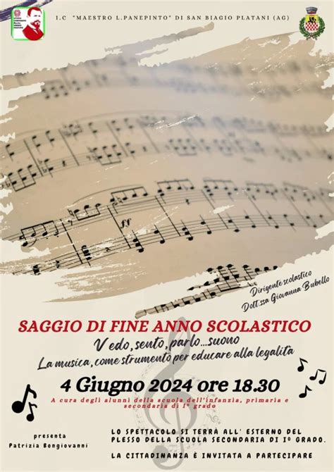 Invito Al Saggio Di Fine Anno Scolastico San Biagio Platani