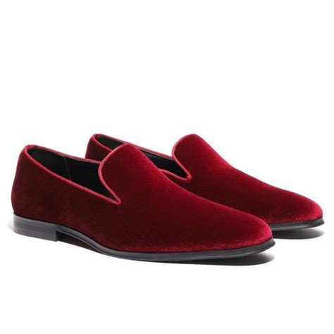 Mens Burgundy Velvet Loafer Shoes Perfect For Weddings Parties And