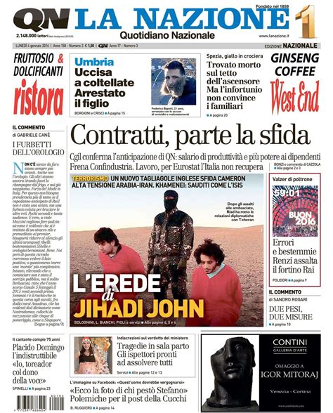 Le Prime Pagine Dei Quotidiani Che Sono In Edicola Oggi 4 Gennaio 2016 Secolo Ditalia