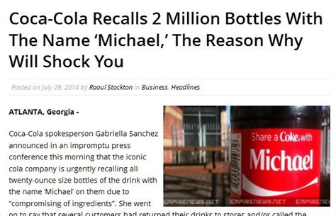 Did Coca-Cola Recalls 'Michael' Name Bottles