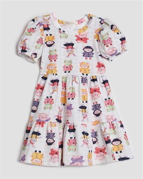 Riachuelo Vestido Infantil Manga Bufante Bichinhos A Multicor