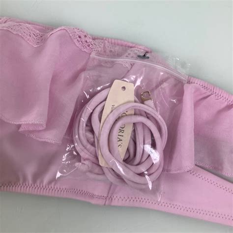 Victorias Secret Swim Victorias Secret Bandeau Lilac Cotton Ruffle Bikini Top Size Medium