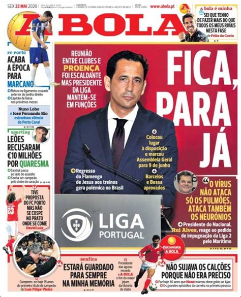 Periódico A Bola (Portugal). Periódicos de Portugal. Edición de viernes ...