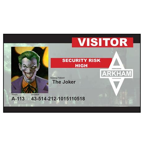 Visiting The Joker At Arkham Asylum Id Badge Just 250 From Alien Graphics