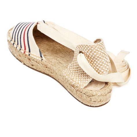 Soludos Womens Gladiator Stripe Espadrille Sandals Rednavynatural