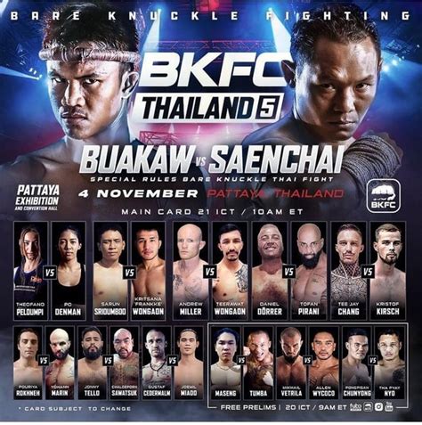 BKFC Thailand 5: Buakaw vs. Saenchai - Live Fight Chat - Nov 4th - 9am EST, 8am CST, 7am MT, 6am ...