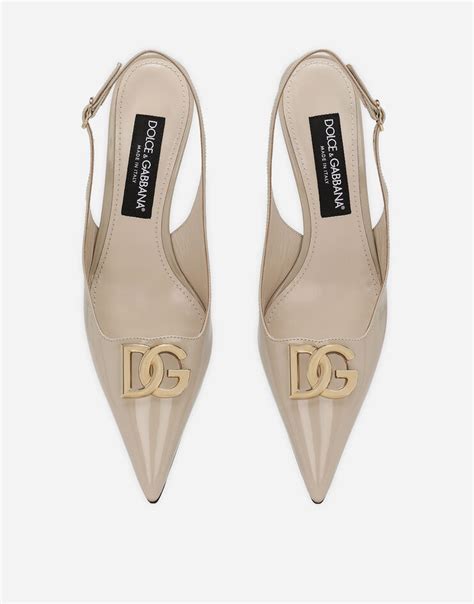 Polished Calfskin Slingbacks In Beige For Women Dolceandgabbana® Us