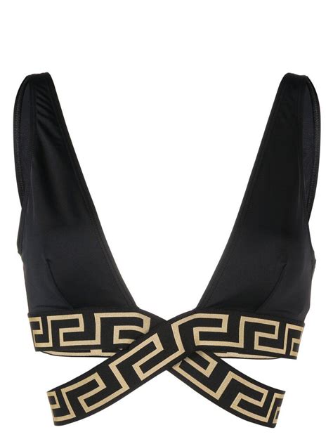 Versace Greca Border Bikini Top In Black Lyst