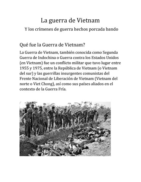 La Guerra De Vietnam La Principal Causas De La Guerra Debe Recordarse Que Vietnam Así Como