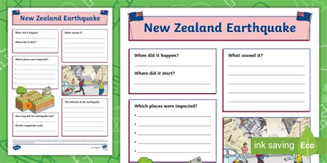 New Zealand Earthquake Fact File Template Teacher Made