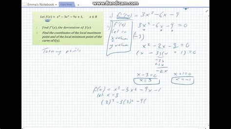 Cubic Functions Max Min Points YouTube