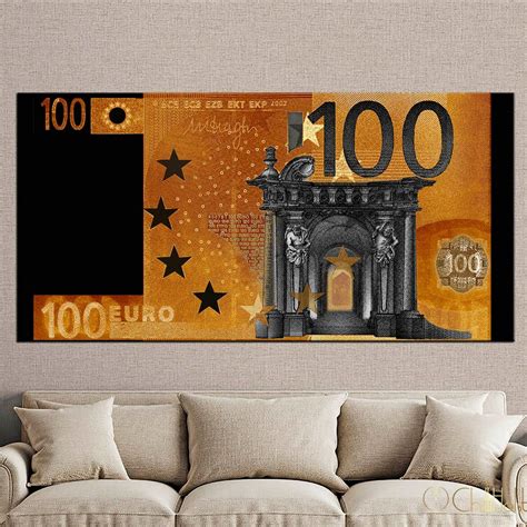 Картина с деньгами для мотивации в офис - 100 Euro gold art в Украине ...