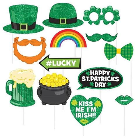 St Patricks Day Photo Booth 13 Piece Prop Kit Luck Of Irish Accessories Amscan 399465 In Party