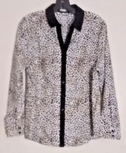 Chicos Leopard Print Blouse Top Women S Size Usa Medium Stylish