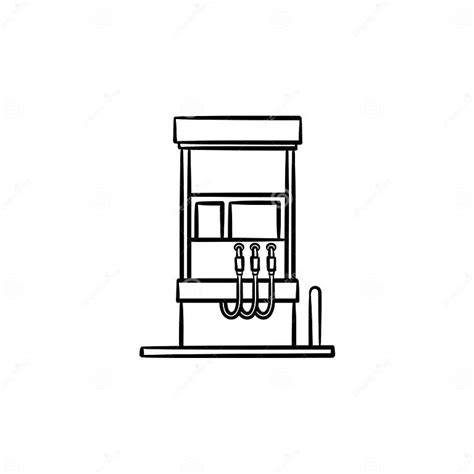 Gas Station Hand Drawn Sketch Icon. Stock Vector - Illustration of ...