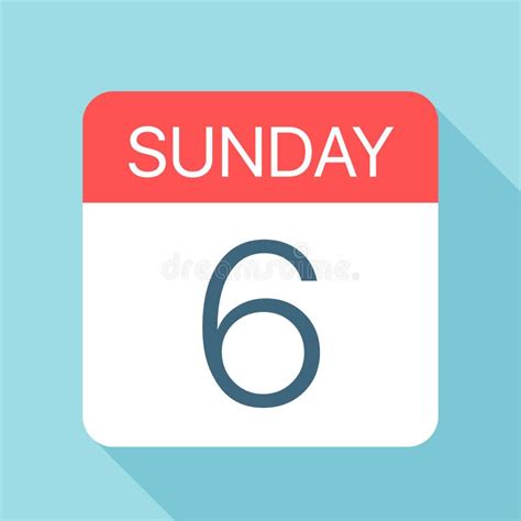 Sunday 6 Calendar Icon Vector Illustration Of Week Day Paper Leaf