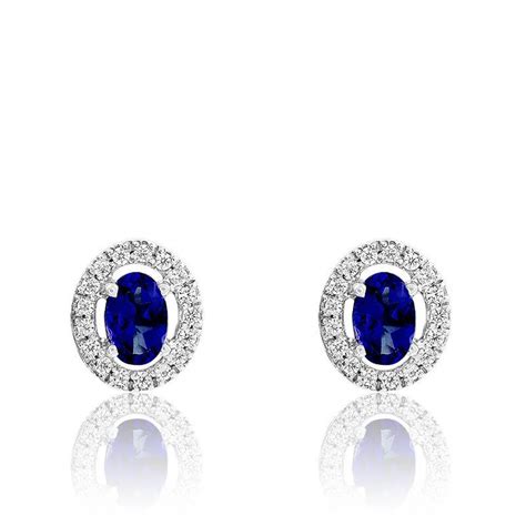 Boucles D Oreilles Saphir Or Blanc Diamants Ocarat