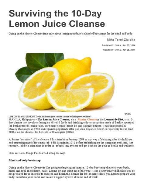 Lemon Detox | PDF | Juice | Diet & Nutrition