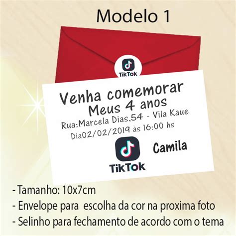 Convite Tik Tok Loja Tipoart Elo Produtos Especiais