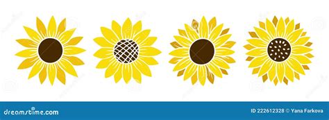 Sunflower Simple Icon Flower Silhouette Vector Illustration Sunflower